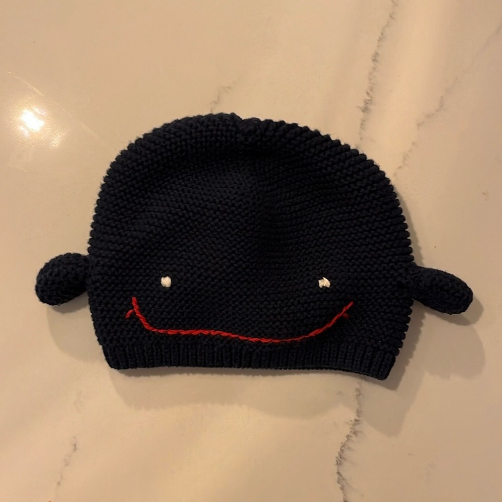 Baby Gap Blue Beanie Hat with Playful Whale Design 🐳